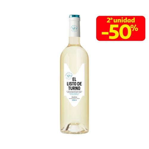 EL LISTO DE TURNO Vino blanco verdejo con D.O. Rueda botella 75 cl.