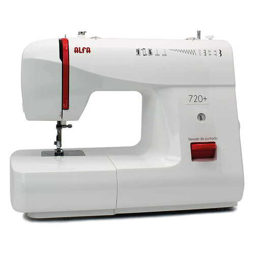 Máquina de coser ALFA 720+, 9 puntadas, ojal automático, brazo libre, Lud led.