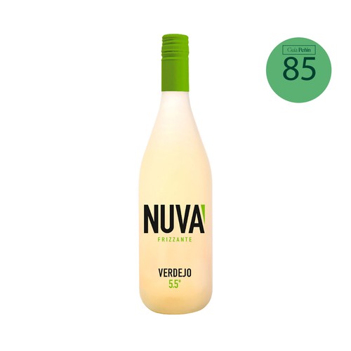 NUVA Vino blanco frizzante verdejo, con bajo contenido en alcohol (5.5%) botella 75 cl.
