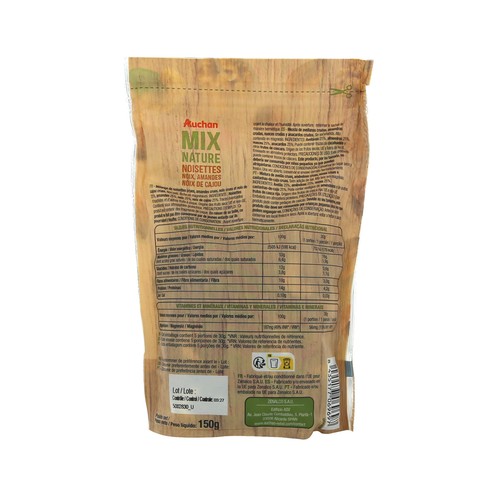 PRODUCTO ALCAMPO Mix nature Surtido de frutos secos crudos 150 g.