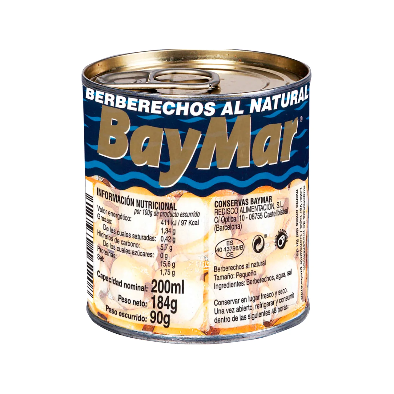 Berberechos frescos al natural 90 g.