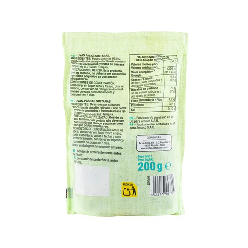 PRODUCTO ALCAMPO Pasas sultanas 200 g.