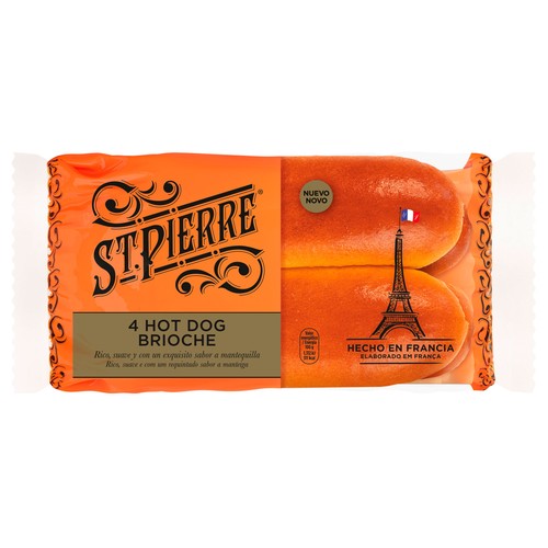 ST. PIERRE Pan brioche especial de perritos calientes 4 uds. 180 g.