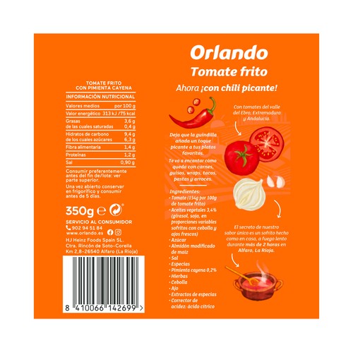 ORLANDO Tomate frito picante 350 g.