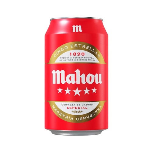 Cerveza MAHOU 5 ESTRELLAS Lata 33 Centilitros
