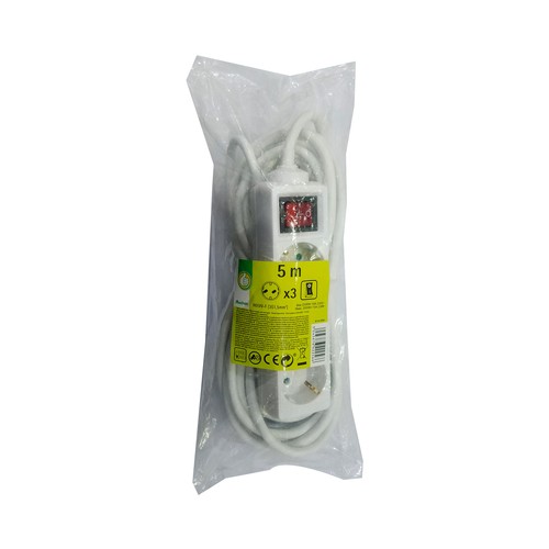 Base de 3 tomas con interruptor, 3m  5 X1,5mm PRODUCTO ALCAMPO.