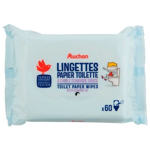 Producto Alcampo Toallitas de Papel Higiénico para Wc, con Aceite de Almendra 60 Uds.