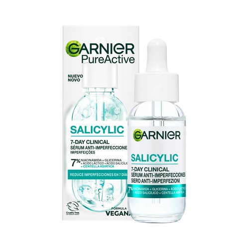GARNIER Pure active salicylic Sérum facial anti-imperfecciones, fórmula ligera y de rápida absorción 30 ml. 