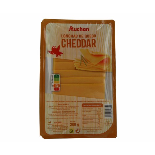 AUCHAN Queso Cheddar en lonchas 200 g. Producto Alcampo