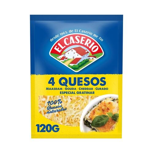 Queso rallado 4 quesos 100 % naturales EL CASERIO 120 g.