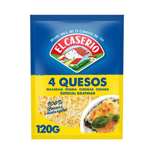 EL CASERÍO Queso rallado 4 quesos 100 % naturales EL CASERIO 120 g.