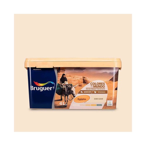 Pintura para paredes monocapa BRUGUER Colores del mundo Egipto Ocre Suave, 4L.