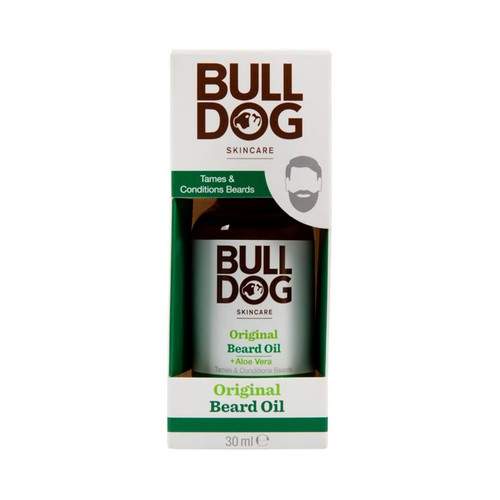BULLDOG Original Aceite para barba, con aloe vera, camelina y Té verde, de origen natural 30 ml.