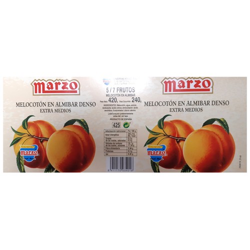 MARZO Melocotón en almíbar extra 400 g.