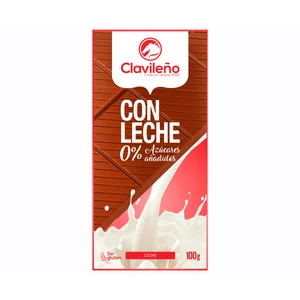 CLAVILEÑO Chocolate con leche extrafino sin azúcares añadidos 100 g.