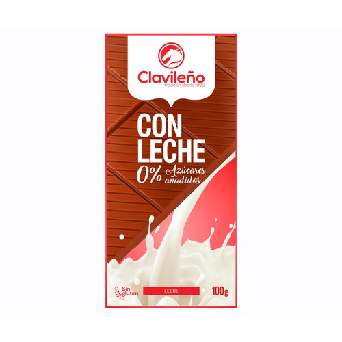 CLAVILEÑO Chocolate con leche extrafino sin azúcares añadidos 100 g.