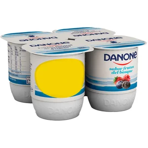 DANONE Yogur con sabor a frutos del bosque, elaborado con fermentos naturales 4 x 120 g.
