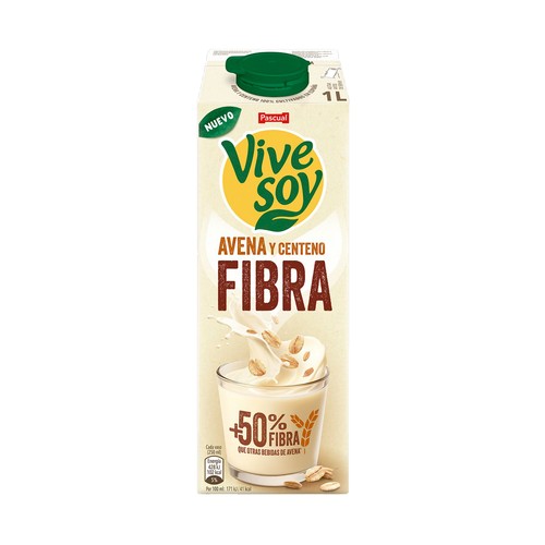 VIVESOY Bebida de avena y centeno; fibra 100% 1 L