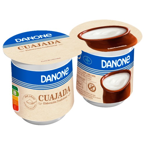 Cuajada de leche de vaca elaborada sin gluten de forma tradicional DANONE 2 x 135 g.