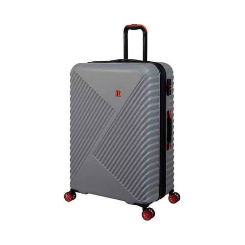 Maleta grande tipo trolley expandible IT de 80cm, 8 ruedas, color gris.