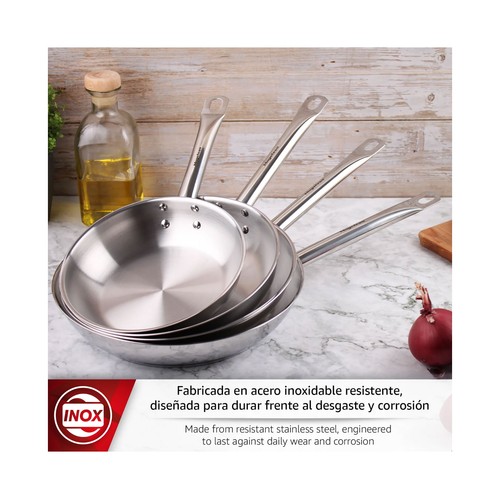 Sartén Ecosteel de 28 cm, de acero inoxidable sin antiadherente, MAGEFESA