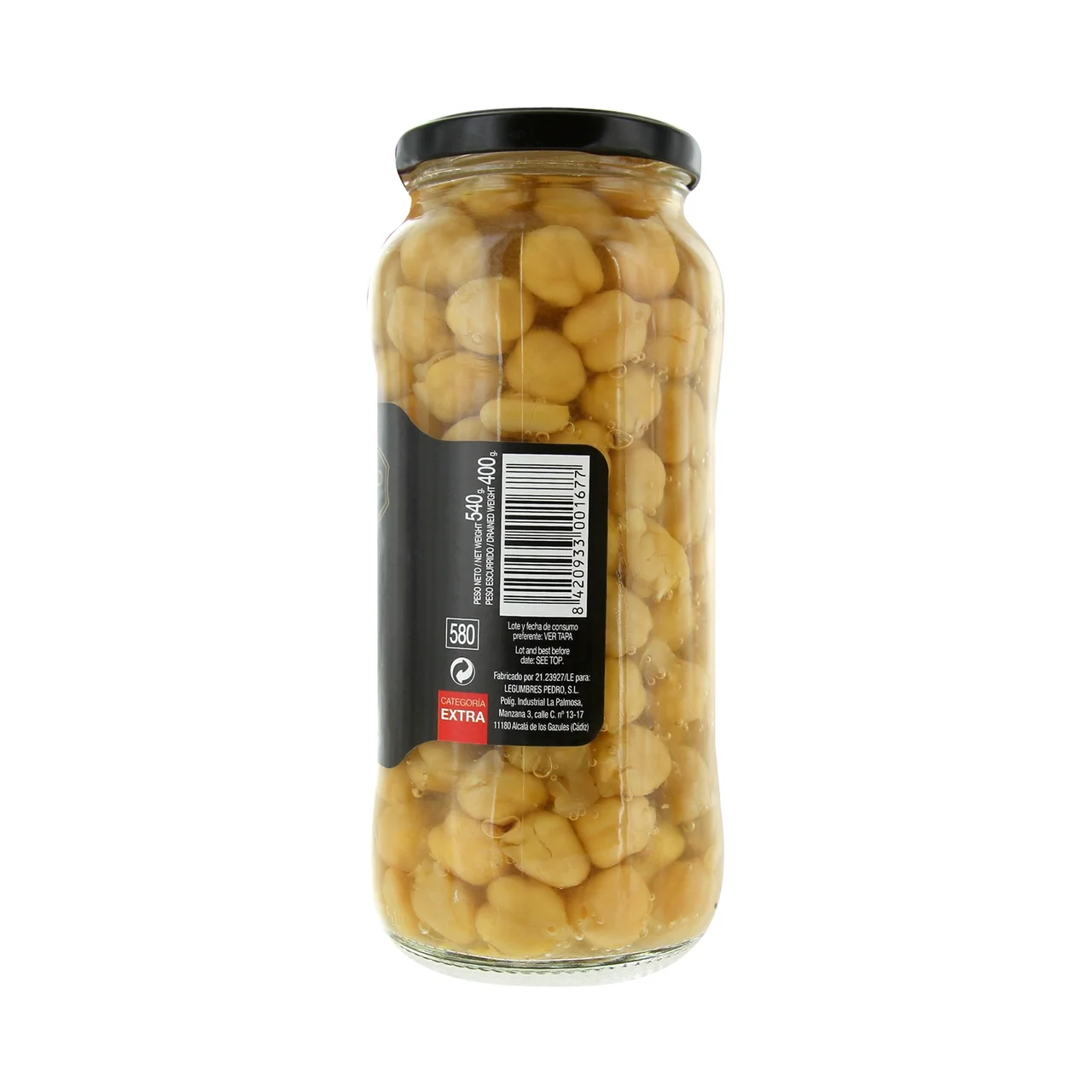 Garbanza cocida frasco de 400 g.
