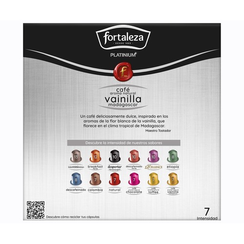 FORTALEZA Café cápsulas de vainilla madagascar I7 platinium 20 ud. 104 g.