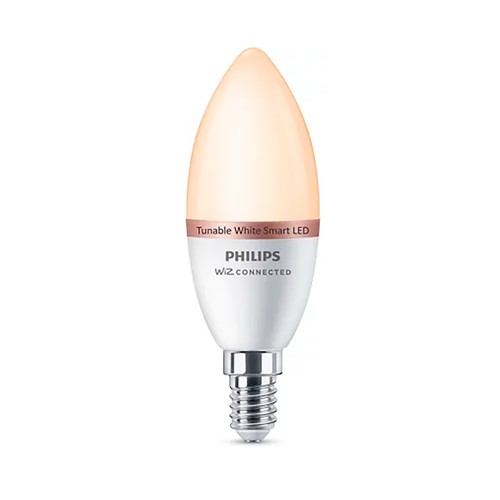 Bombilla Led inteligente E14, WiFi + Bluetooth, 4,9W=40W, blanco ajustable, PHILIPS.
