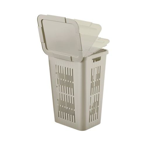 Cesto de ropa y pongotodo 60l, de plático reciclado y 2 sistemas de apertura, TONTARELLI
