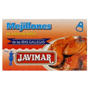 Mejillones salsa de vieira lata de 70 g.
