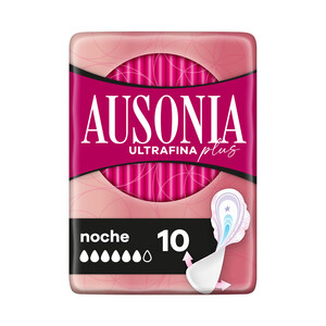 Imagen de AUSONIA Compresas con alas de noche, con la parte trasera más ancha AUSONIA Ultrafina plus 10 uds