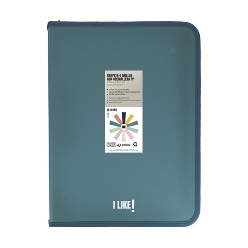 Carpeta con cremallera polipro A4+ GRAFOPLAS.