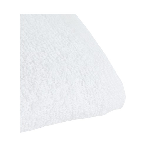 Toalla de tocador blanca 100% algodón, 300g/m² de densidad, 30x50cm. PRODUCTO ECONÓMICO ALCAMPO.