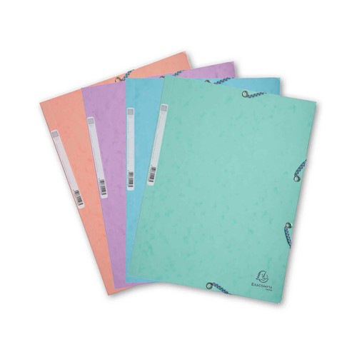Carpeta Con Gomas y 3 Solapas Tamaño A4. 4 Colores.Pastel Surtidos EXACOMPTA