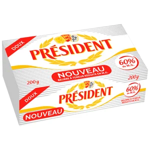 PRESIDENT Pastilla de mantequilla con un 60% de materia grasa 200 g.