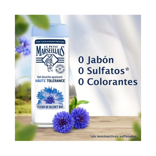 LE PETIT MARSELLAIS Gel para ducha o baño calmante con flor de Aciano, para bebés y pieles sensibles 400 ml.