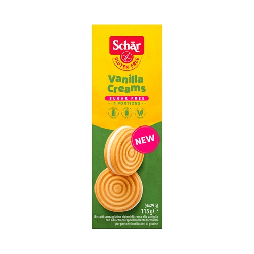 SCHAR Galletas sin gluten y sin azúcares añadidos vainilla 115g.