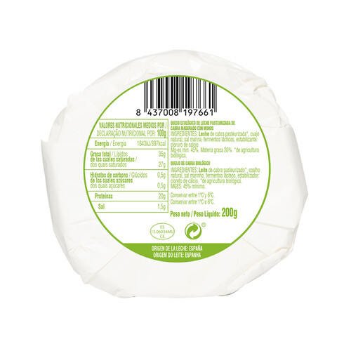 LACABRA Queso de cabra ecológico LACABRA 200 g.