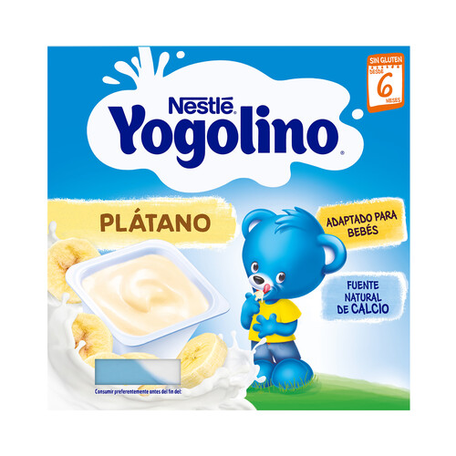 YOGOLINO Postre lácteo de plátano, adaptado a niños desde los 6 meses YOGOLINO de Nestlé 8 x 100 g.