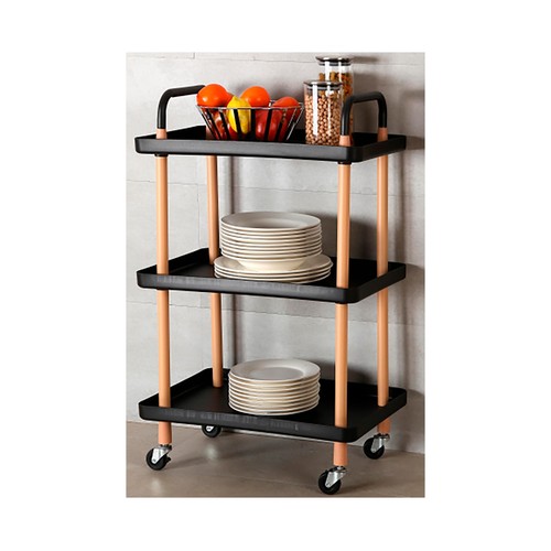 Carro de cocina negro y madera, VERSA HOME.