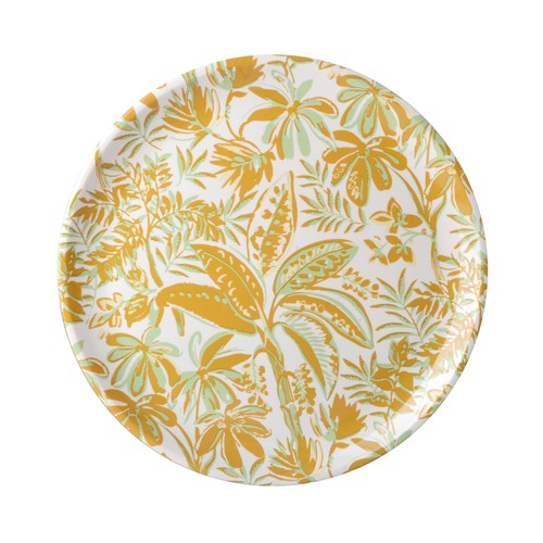Bandeja redonda 38cm plástico decorado palmeras. ACTUEL