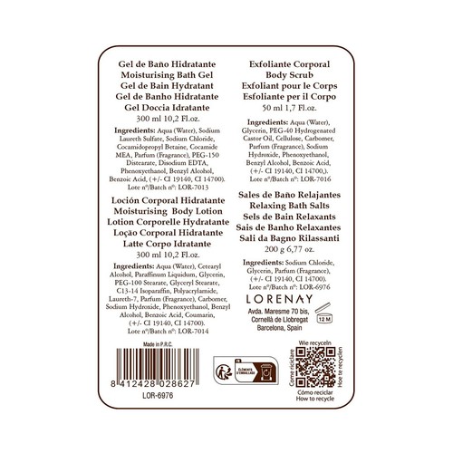 BON MATIN Cesta metálica con productos para el baño con aroma a vainilla.