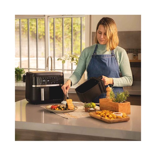 Freidora de aire con 2 cestillos CECOTEC Cecofry Advance Double, 2850W, capacidad 9L, temperatura dual.