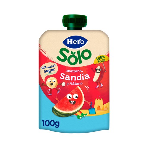 HERO Solo Bolsita de fruta (manzana, sandía y plátano) a partir 6 meses 100 g.