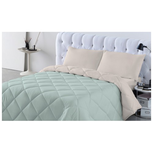 Relleno nórdico bicolor verde/crudo para cama de 200 x 220 cm, 150g/m² de densidad.