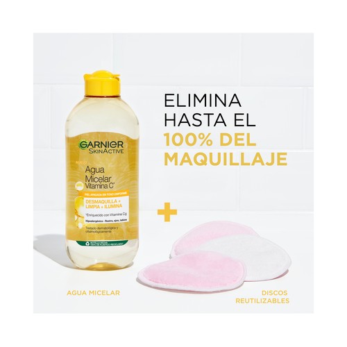 GARNIER Skin active Agua micelar con vitamina C para piel apagada sin tono uniforme 400 ml.
