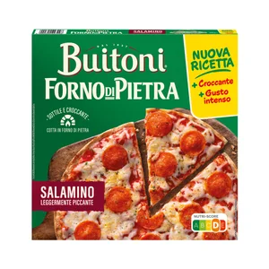 BUITONI Forno di piedra Pizza Salamino (tomate, queso y peperoni), con masa fina y crujiente 300 g.
