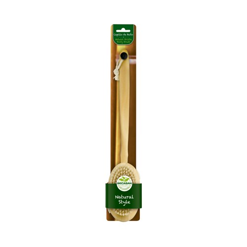 BECASAN Cepillo para ducha con cerdas naturales y efecto exfoliante y tonificante BECASAN Nature