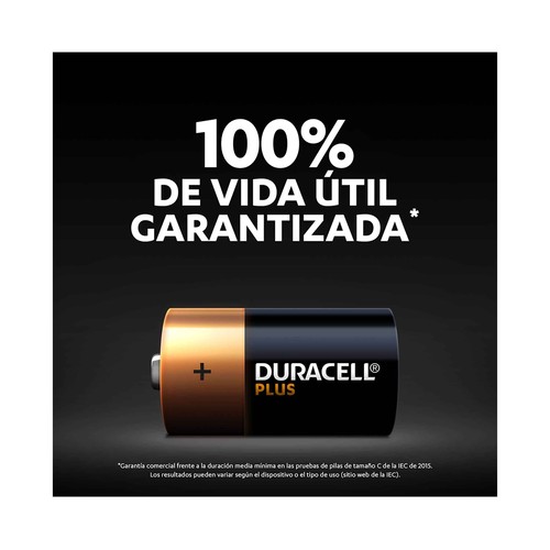 Pack de 2 pilas alcalinas C, LR14, 1,5V, DURACELL Plus.