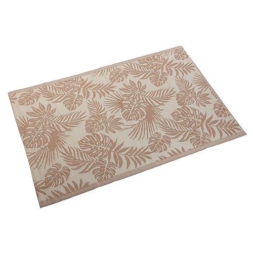 Alfombra decorativa beige con hojas, VERSA HOME.